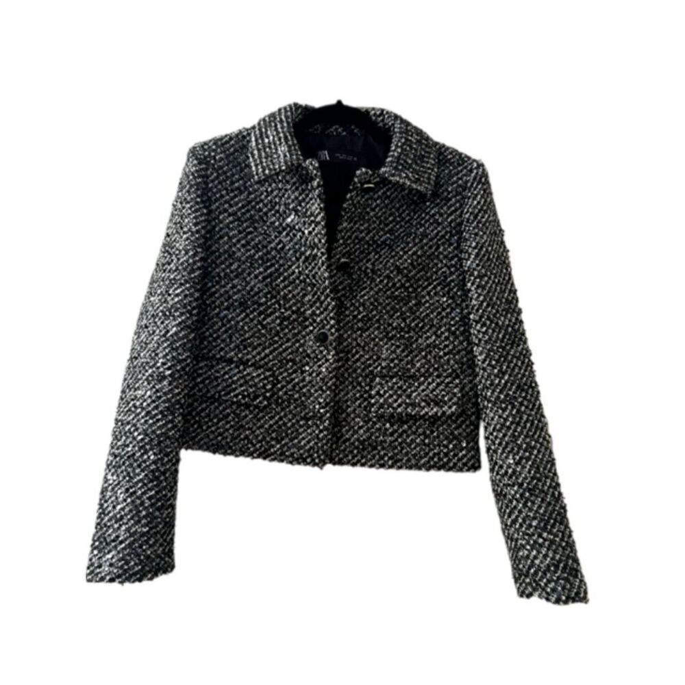 Zara black and white sparkly short jacket